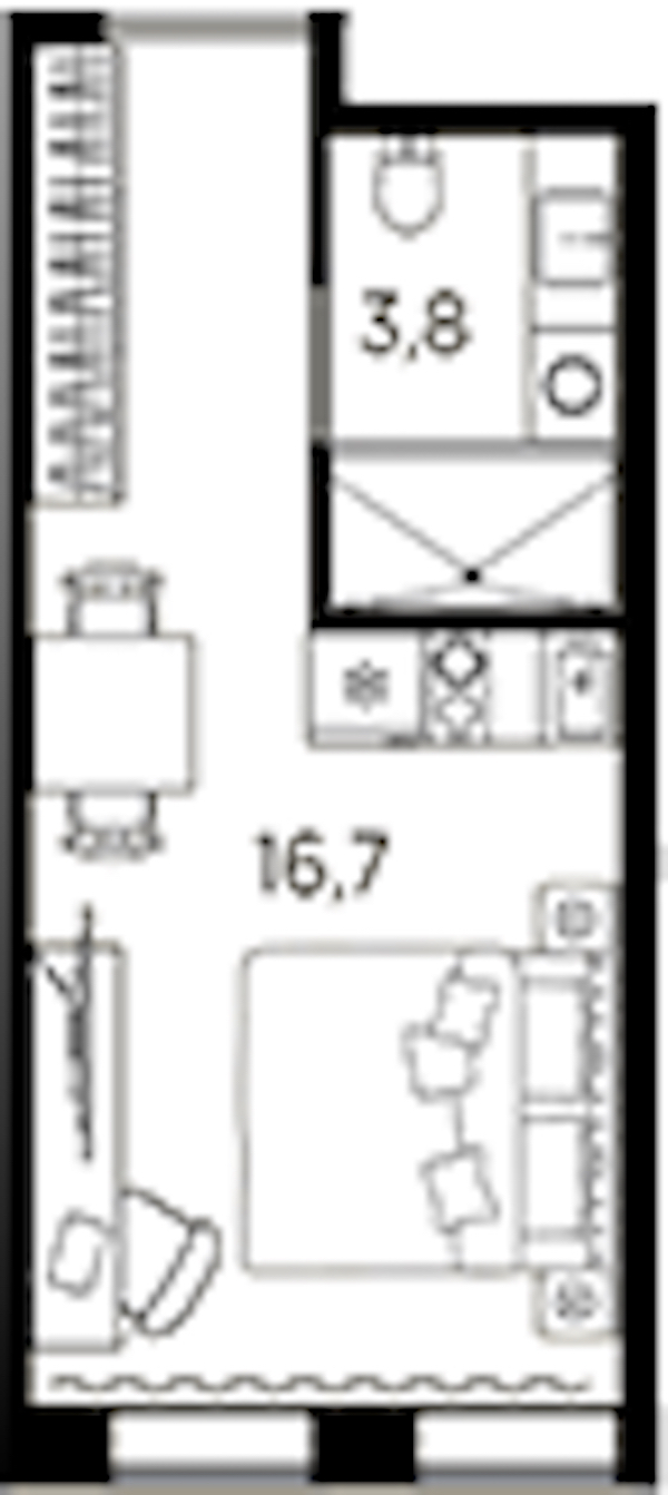 Квартира студия 20.5 м², 12/13 эт., ЖК «AVENIR Industrial»